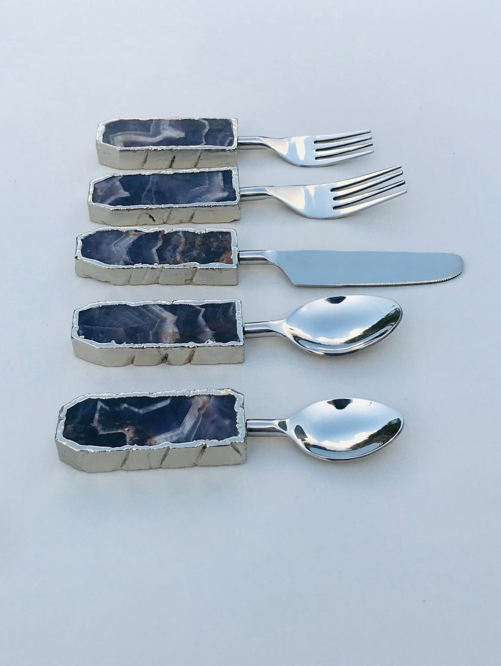 Set of 5 Pieces Amethyst Cutlery