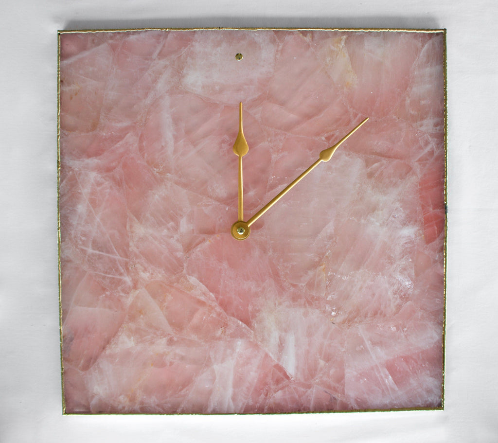Rose Quartz Agate Wall Clock | Square | Pink