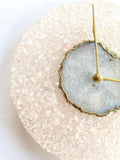 10" Diameter Large Peach Crystal With White Agate Wall Clock