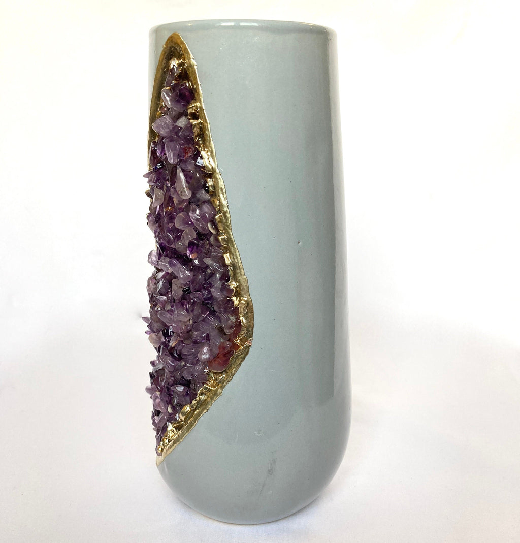 Set of 2 Grey Ceramic Vases