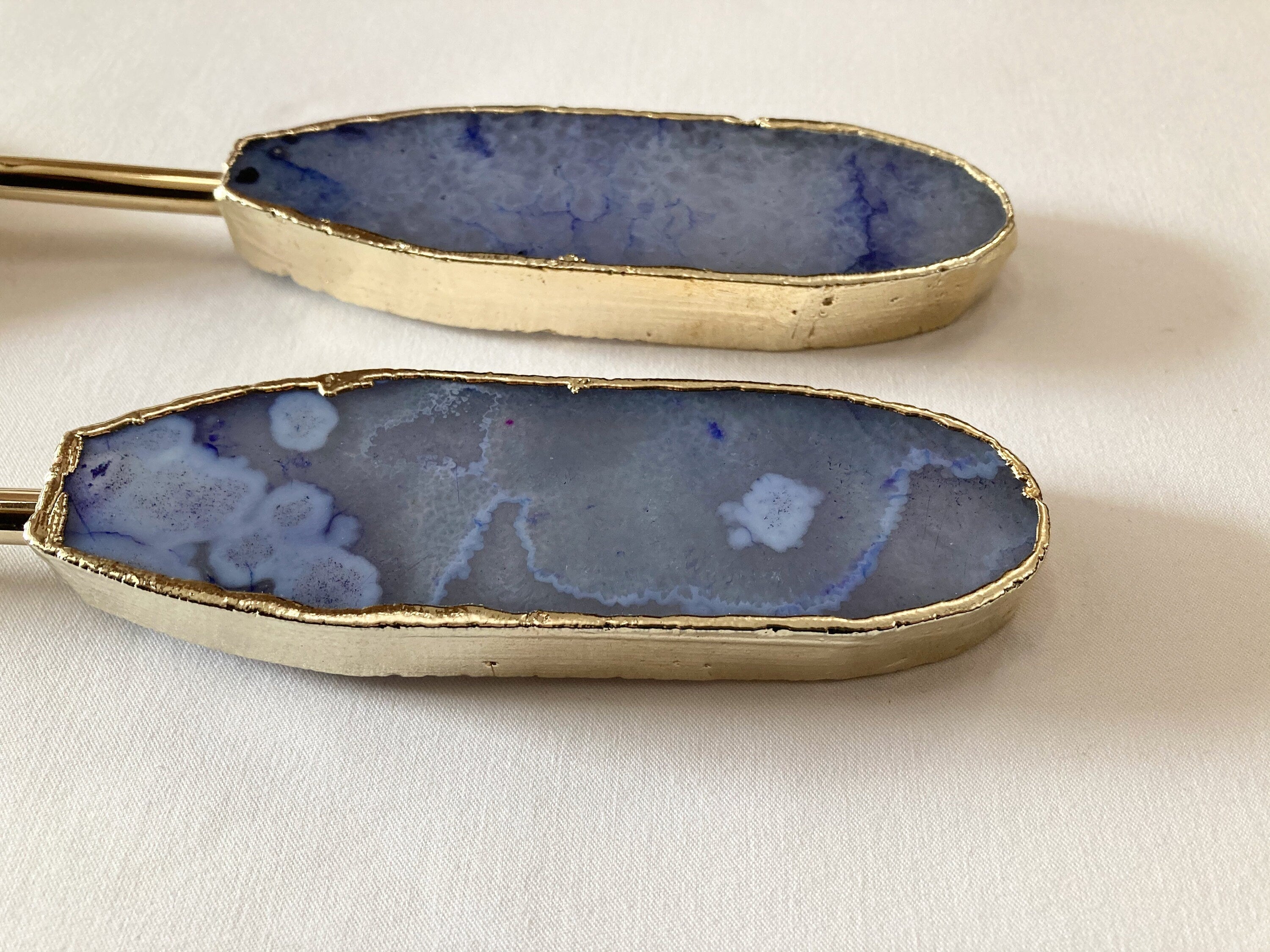 Light Ink Blue Agate Salad Server - Set of 2