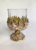 Set of 2 |Crystal Wine Glasses with Gold Plated Rose Quartz Agate/Quartz Semi-precious Crystals | 7 oz/210 ml