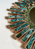 Starburst - Handmade 20" Round Rose Gold Plated Agate Mirror with Blue Green Agate Crystal Gemstones