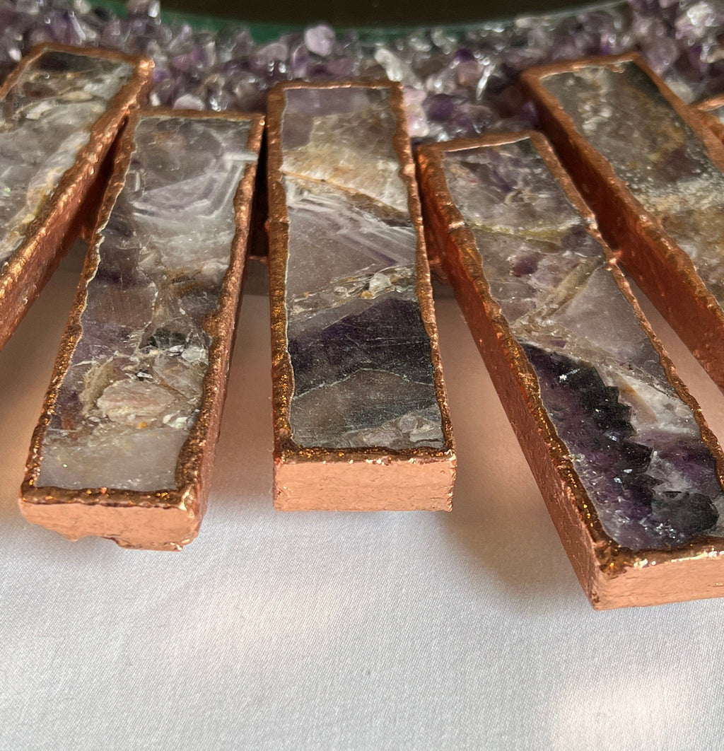 Starburst - Handmade 20" Round Rose Gold Plated Amethyst Mirror with Amethyst Crystal Gemstones