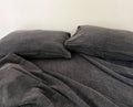 CharcoalBlack - Stone Washed | Antiqued | Ultra Soft | 100% Pure Linen | Linen Cotton Mix | 3 Piece Duvet Set | 4 Piece Sheet Set | Handmade
