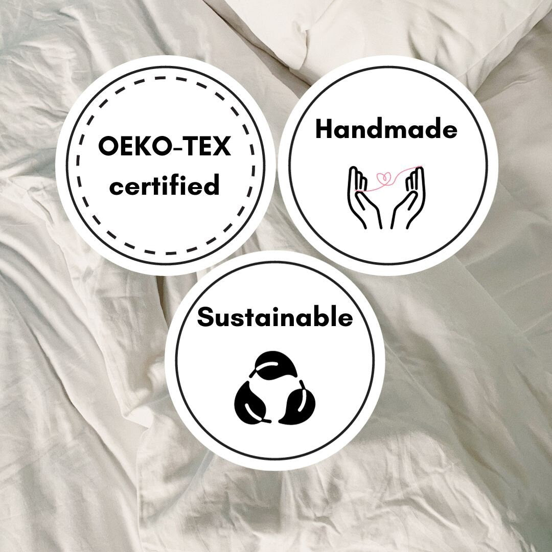 Ivory - 100% Pure Linen | Linen Cotton Mix | 3 Piece Ruffle Duvet Cover Set | Handmade | Pre-washed | Soft