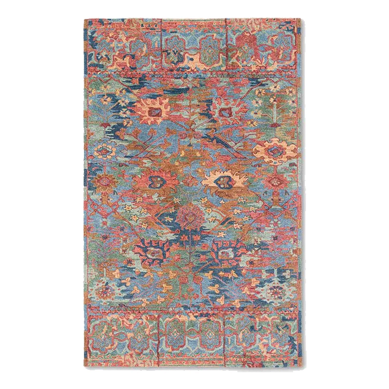 Cyra - Handcrafted Rug/Carpet | Pure New Zealand Wool | Hand Tufted | High Pile | High Density | Yarn Dyed | Blue, Pink, Orange, Red, Green