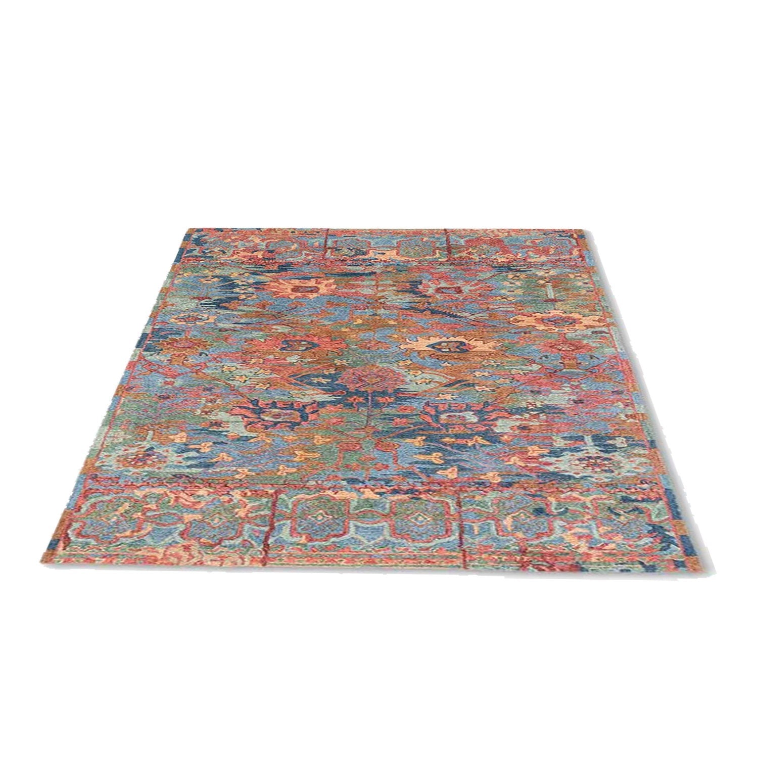 Cyra - Handcrafted Rug/Carpet | Pure New Zealand Wool | Hand Tufted | High Pile | High Density | Yarn Dyed | Blue, Pink, Orange, Red, Green