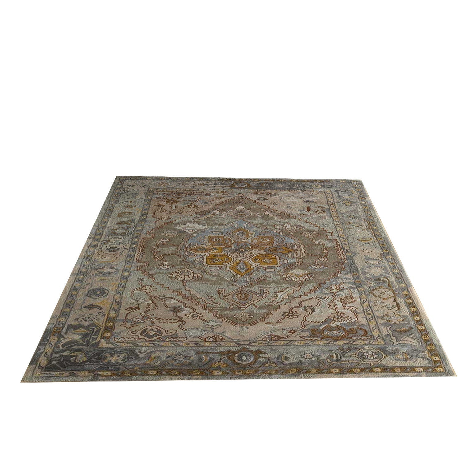 Razdan - Handcrafted Rug/Carpet | Pure New Zealand Wool | Hand Tufted | High Pile | High Density | Yarn Dyed | Yellow, Blue, Grey, Brown, Beige