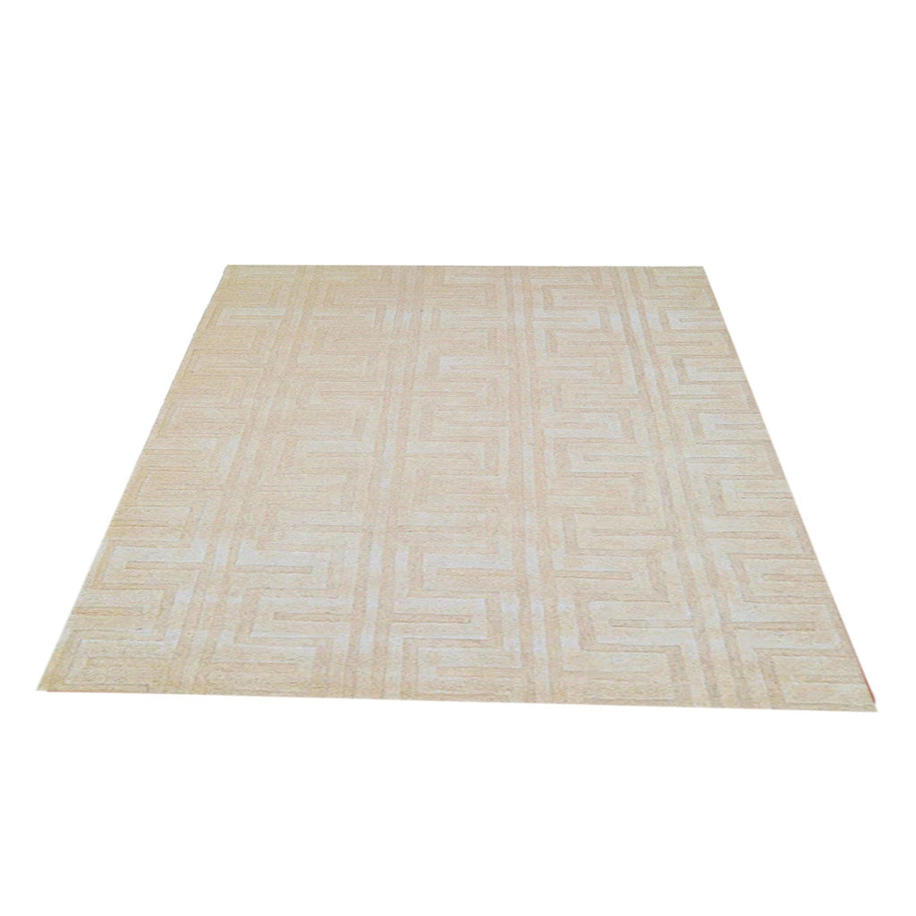 Cream and Beige | Abstract Self Design - Handcrafted Rug/Carpet | Pure New Zealand Wool | Hand Tufted | High Pile | High Density | Yarn Dyed