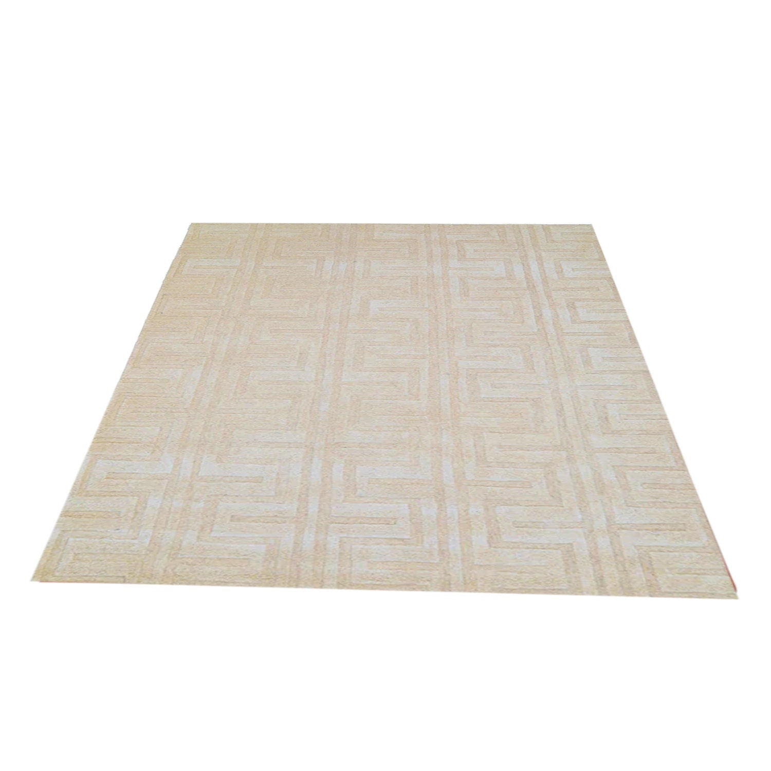 Cream and Beige | Abstract Self Design - Handcrafted Rug/Carpet | Pure New Zealand Wool | Hand Tufted | High Pile | High Density | Yarn Dyed