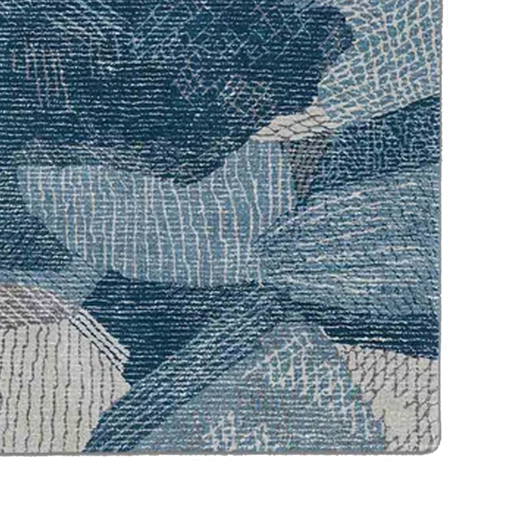 Shades of Blue | Abstract Design - Handcrafted Rug/Carpet | Pure New Zealand  Wool | Hand Tufted | High Pile | High Density | Yarn Dyed
