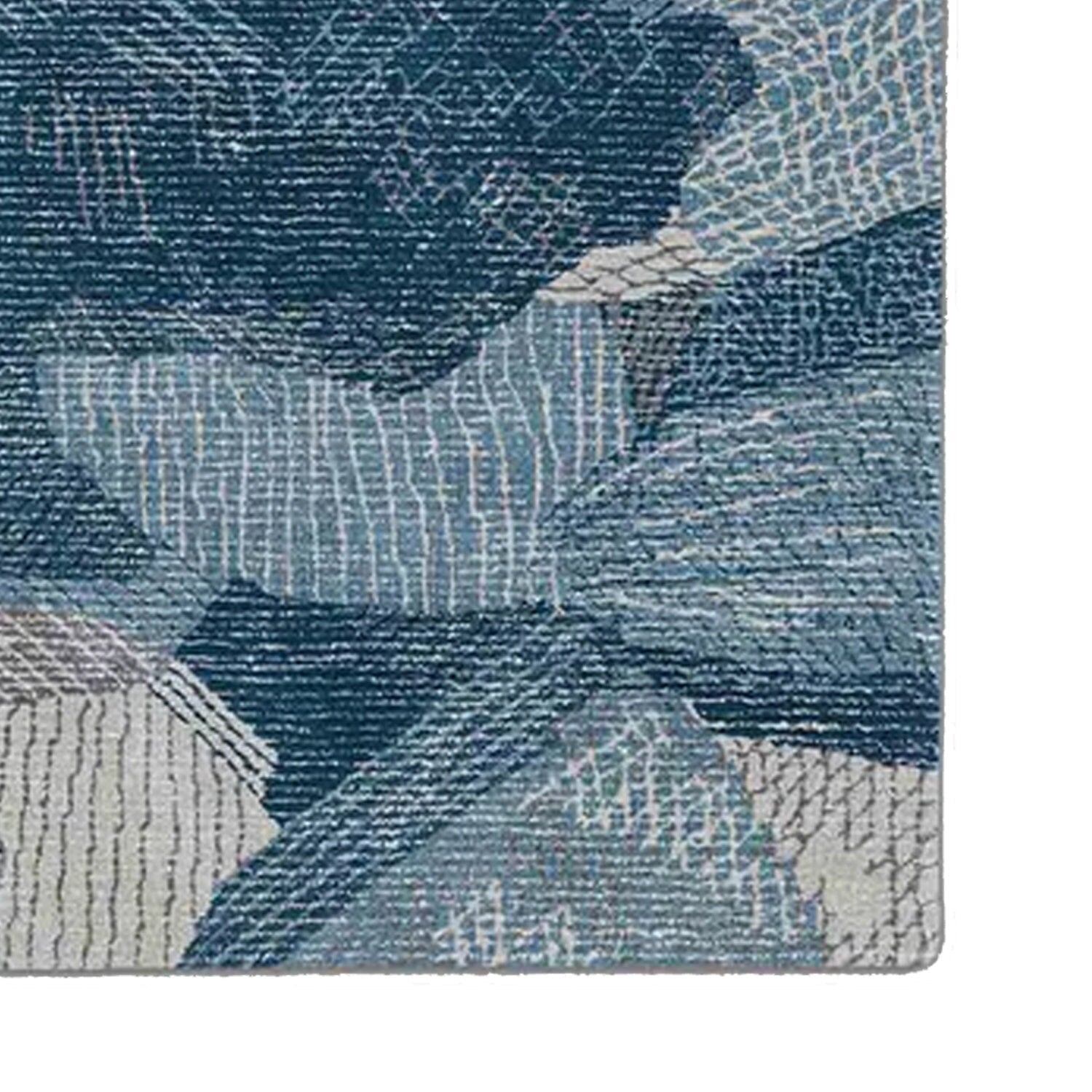 Shades of Blue | Abstract Design - Handcrafted Rug/Carpet | Pure New Zealand  Wool | Hand Tufted | High Pile | High Density | Yarn Dyed
