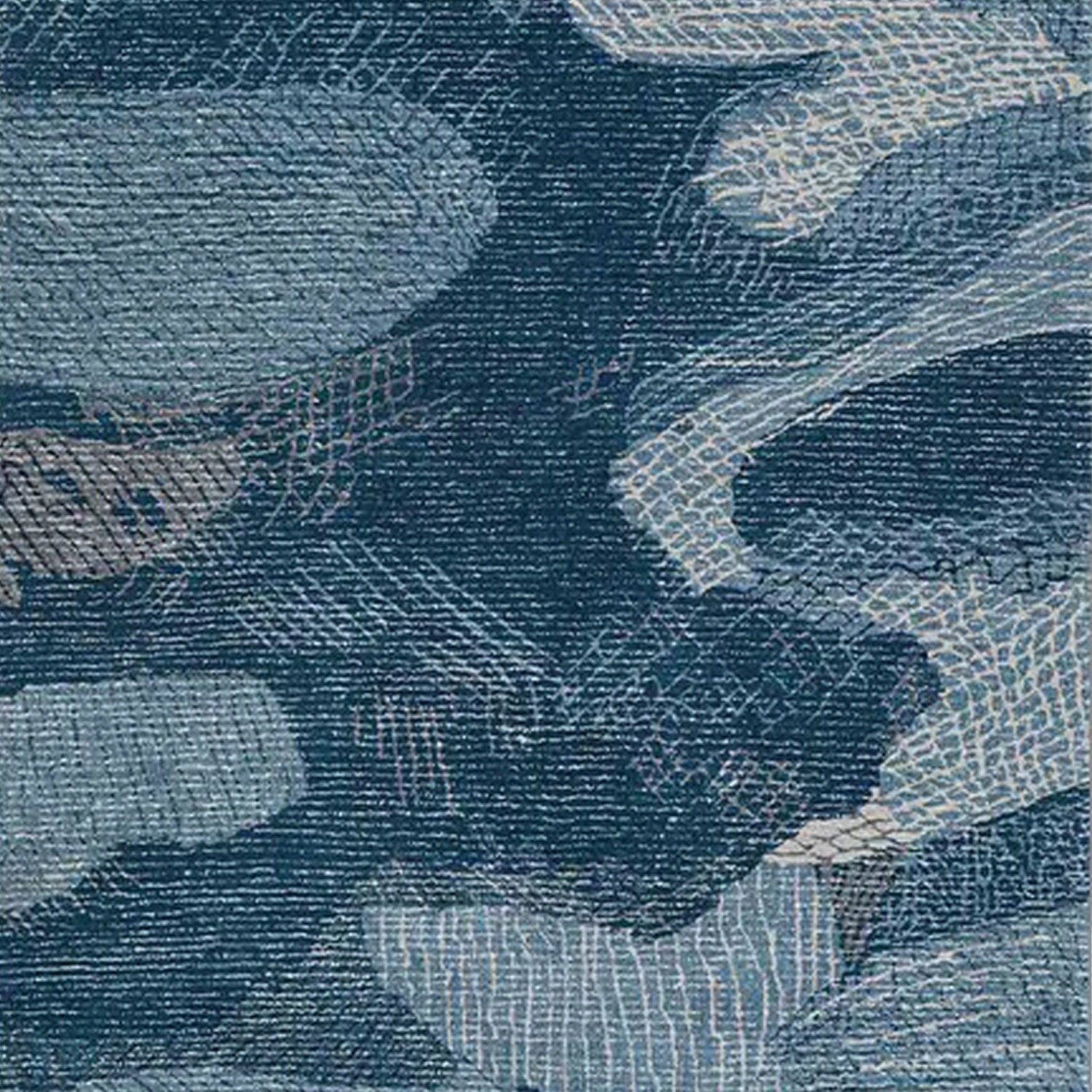 Shades of Blue | Abstract Design - Handcrafted Rug/Carpet | Pure New Zealand  Wool | Hand Tufted | High Pile | High Density | Yarn Dyed