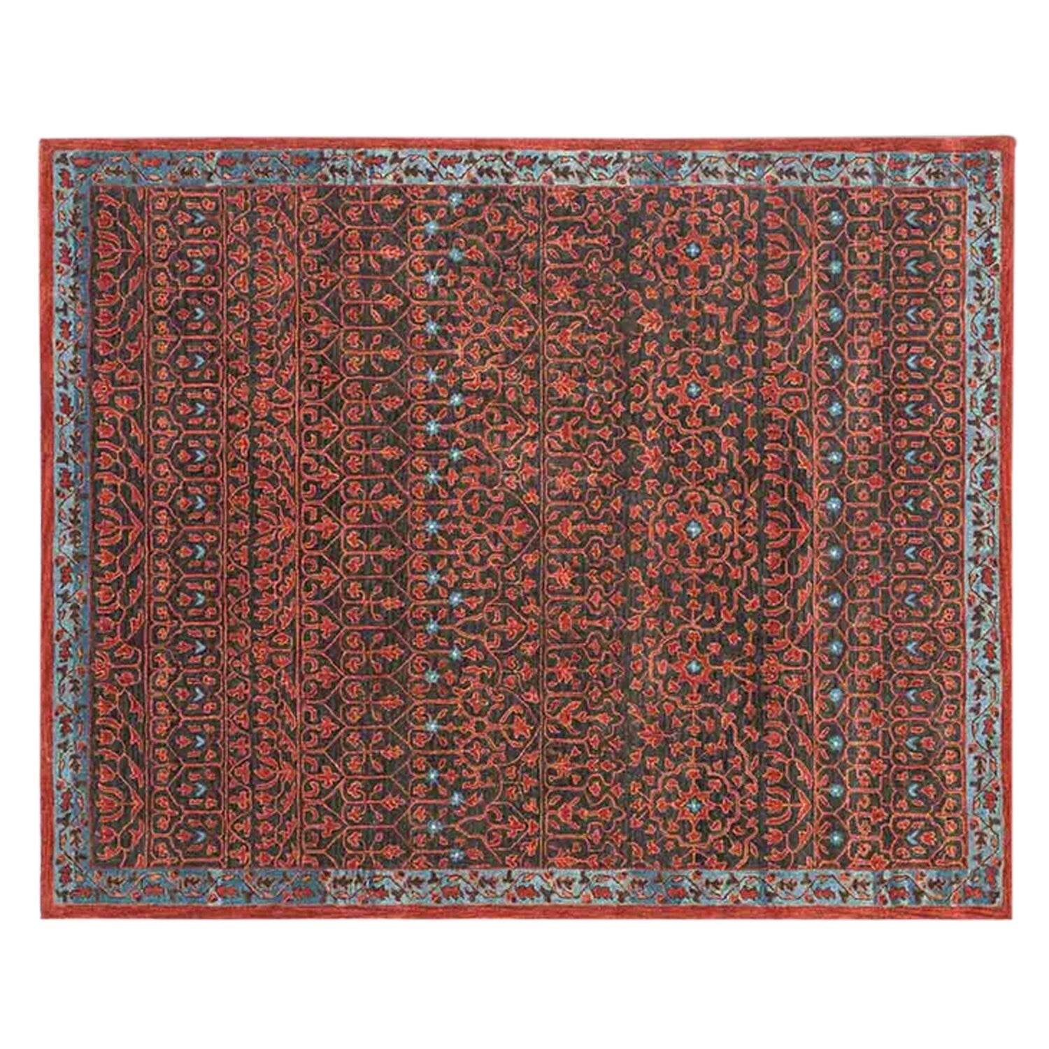 Razdan - Handcrafted Rug/Carpet | Pure New Zealand Wool | Hand Tufted | High Pile | High Density | Yarn Dyed | Red, Black, Blue