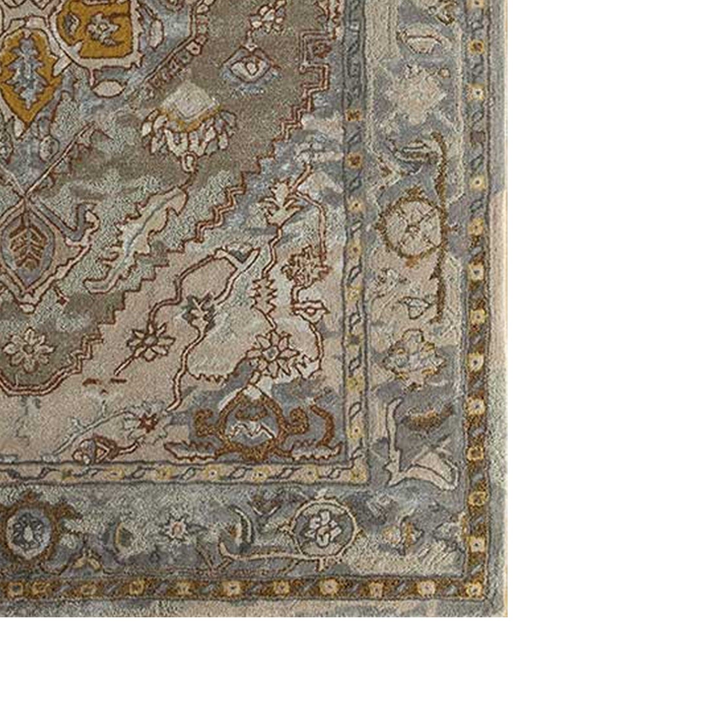 Razdan - Handcrafted Rug/Carpet | Pure New Zealand Wool | Hand Tufted | High Pile | High Density | Yarn Dyed | Yellow, Blue, Grey, Brown, Beige
