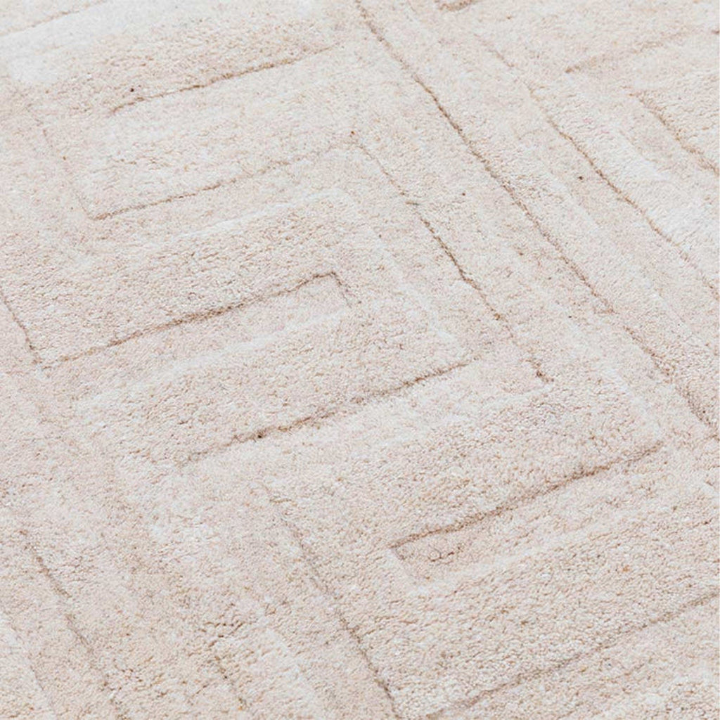 Cream and Beige | Abstract Self Design - Handcrafted Rug/Carpet | Pure New Zealand Wool | Hand Tufted | High Pile | High Density | Yarn Dyed