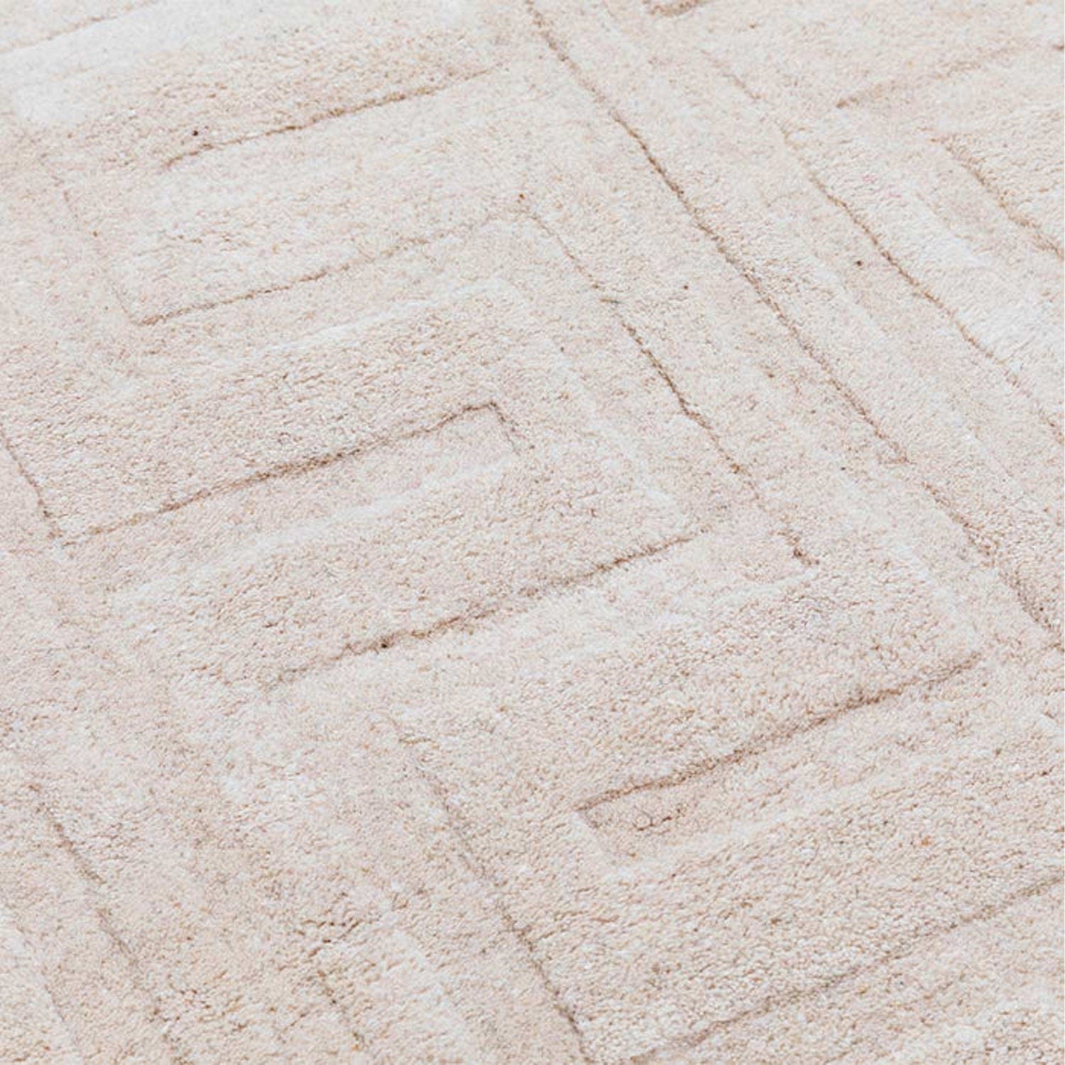 Cream and Beige | Abstract Self Design - Handcrafted Rug/Carpet | Pure New Zealand Wool | Hand Tufted | High Pile | High Density | Yarn Dyed
