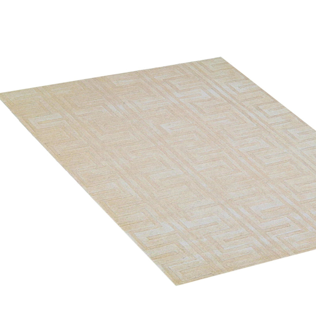 Cream and Beige | Abstract Self Design - Handcrafted Rug/Carpet | Pure New Zealand Wool | Hand Tufted | High Pile | High Density | Yarn Dyed