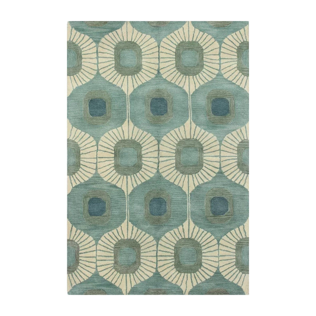 Blue and Green | Abstract Design - Handcrafted Rug/Carpet | Pure New Zealand Wool | Hand Tufted | High Pile | High Density | Yarn Dyed