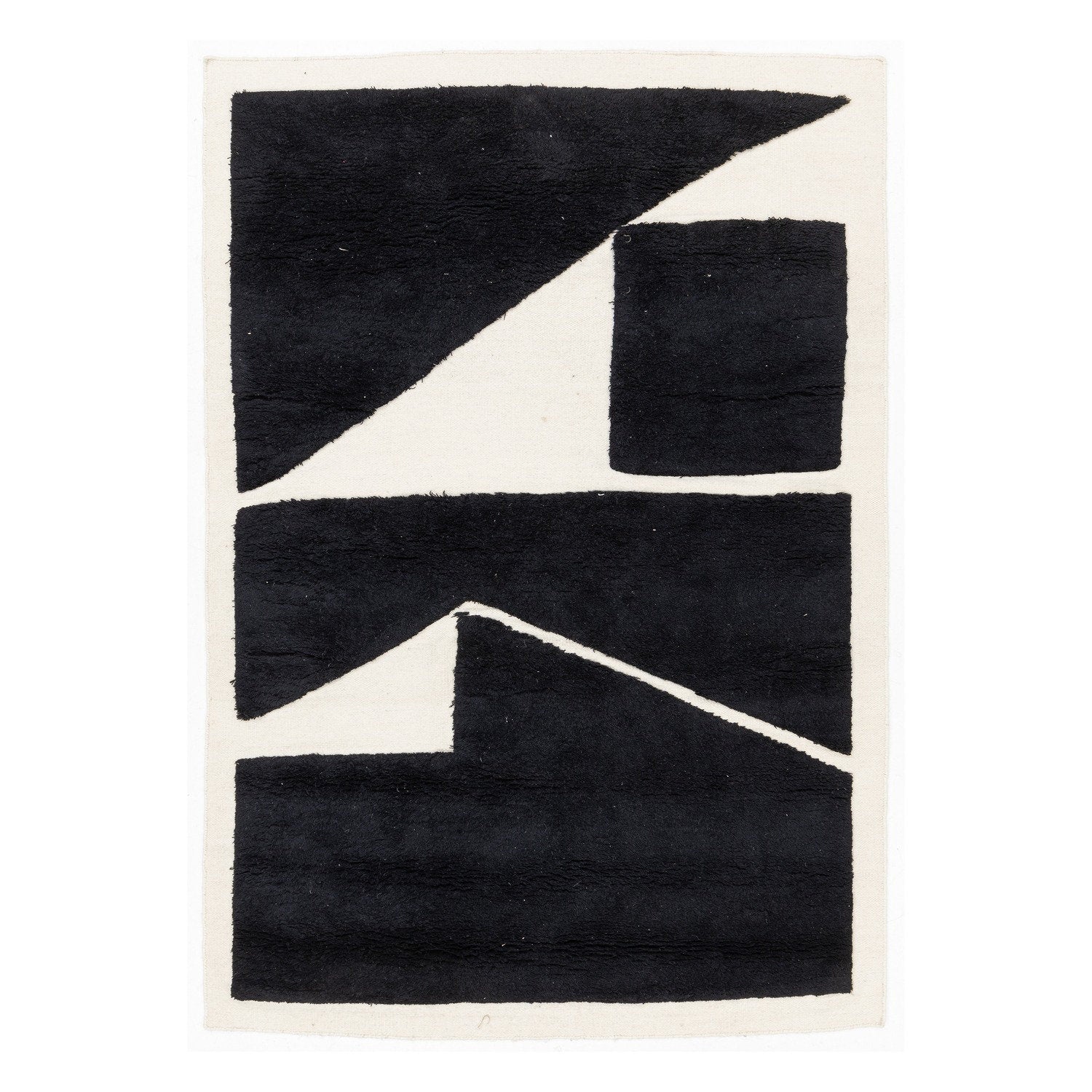 Black and White | Abstract Design - Handcrafted Rug/Carpet | Pure New Zealand Wool | Hand Tufted | High Pile | High Density | Yarn Dyed