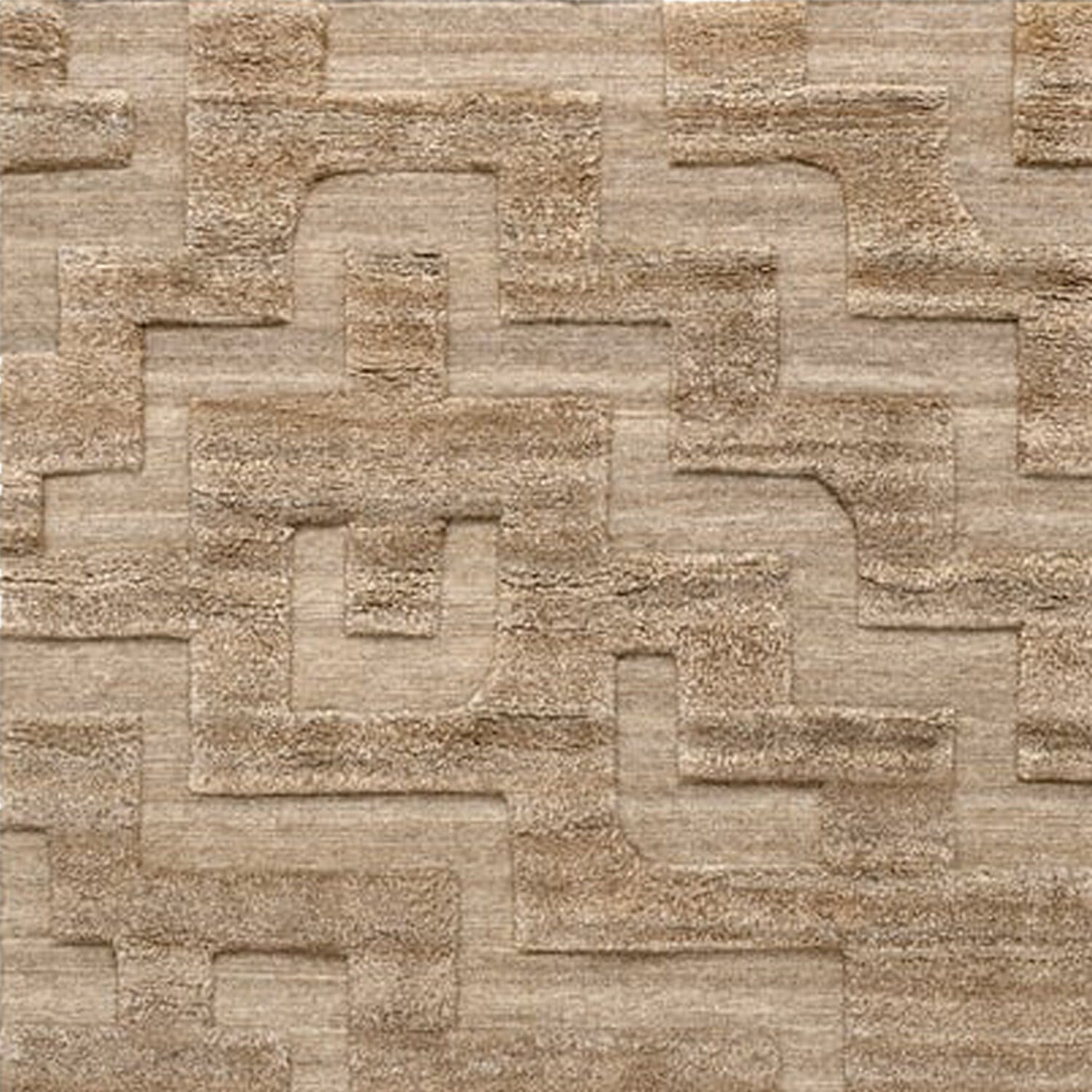 Light Brown-Beige Abstract Self Design - Handcrafted Rug/Carpet | Pure New Zealand Wool | Hand Tufted | High Pile | High Density | Yarn Dyed