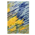Blue, Yellow, Green | Abstract Design - Handcrafted Rug/Carpet | Pure New Zealand Wool | Hand Tufted | High Pile | High Density | Yarn Dyed