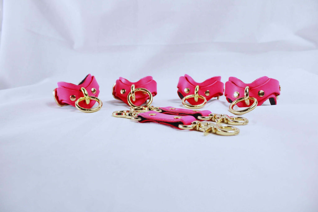 BDSM Gear Pink Leather | Premium BDSM Bondage Gear Set