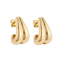 Retro Waterfall Gold Hoops-0