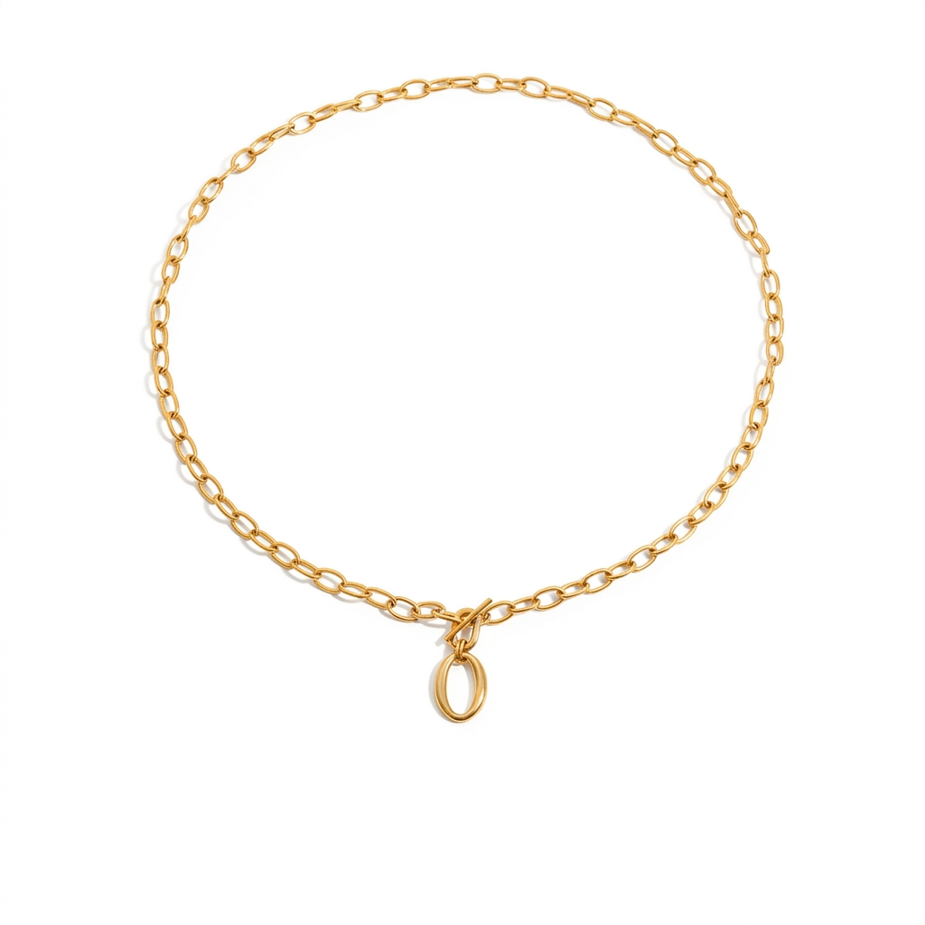 Empowered Gold Layered Oval Necklace-1