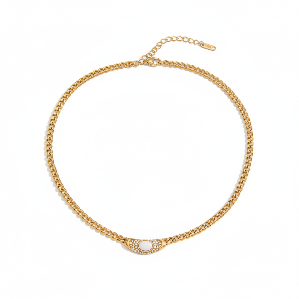 Gold Crystal Pendant Necklace