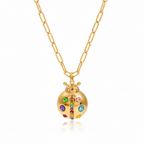 Vibrant Gold Zircon Ladybug Pendant Necklace-4