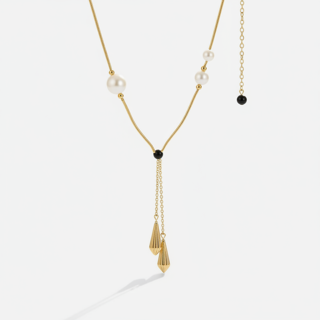 Celestial Gold Pearl Pendant Necklace