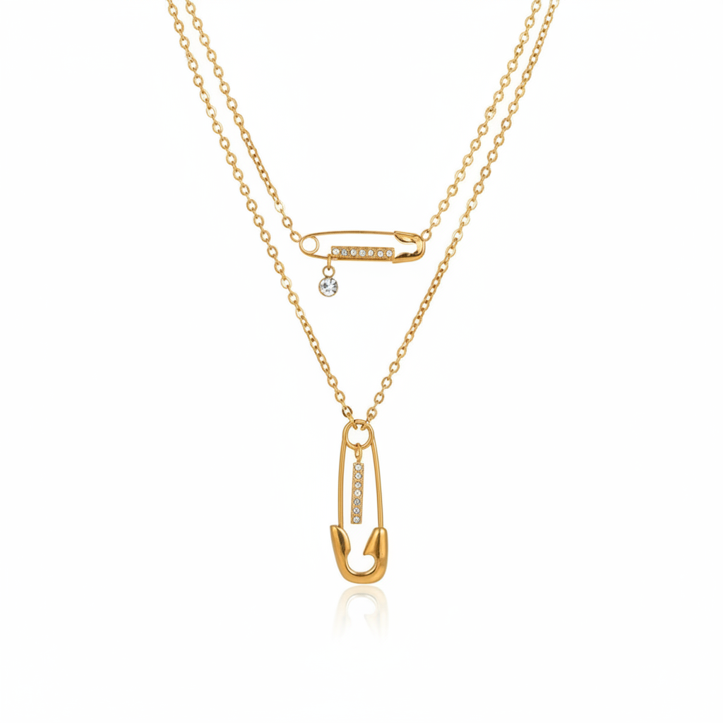 Bold Gold-Plated Layered Pendant Necklace-1