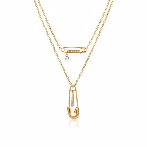 Bold Gold-Plated Layered Pendant Necklace-1