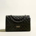 Large Black Quilted Lambskin Leather Flap Shoulder Bag – Diamond Quilted Chain Strap Crossbody