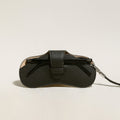 Black Leather Sunglasses Wrist Pouch – Top-Grain Cowhide Eyewear Case with Detachable Strap