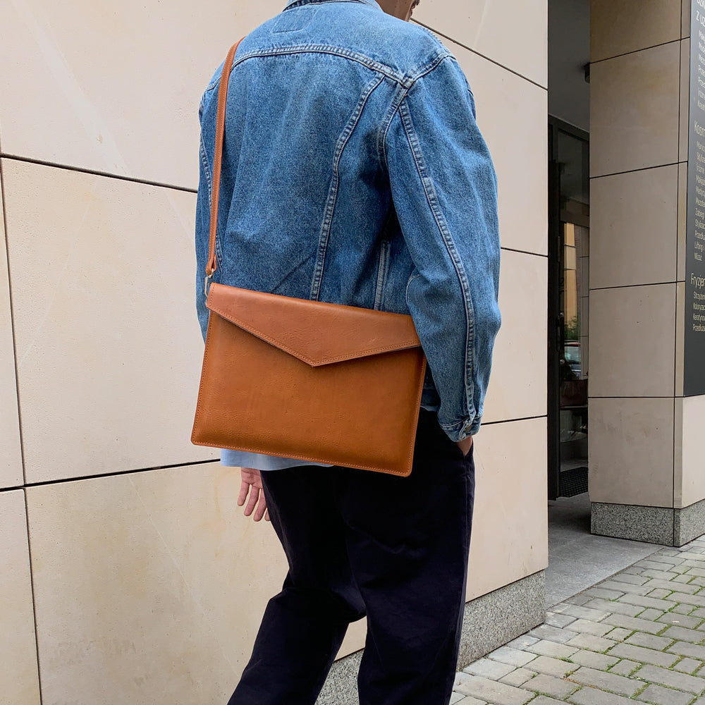 Leather Bag for MacBook with Adjustable Strap