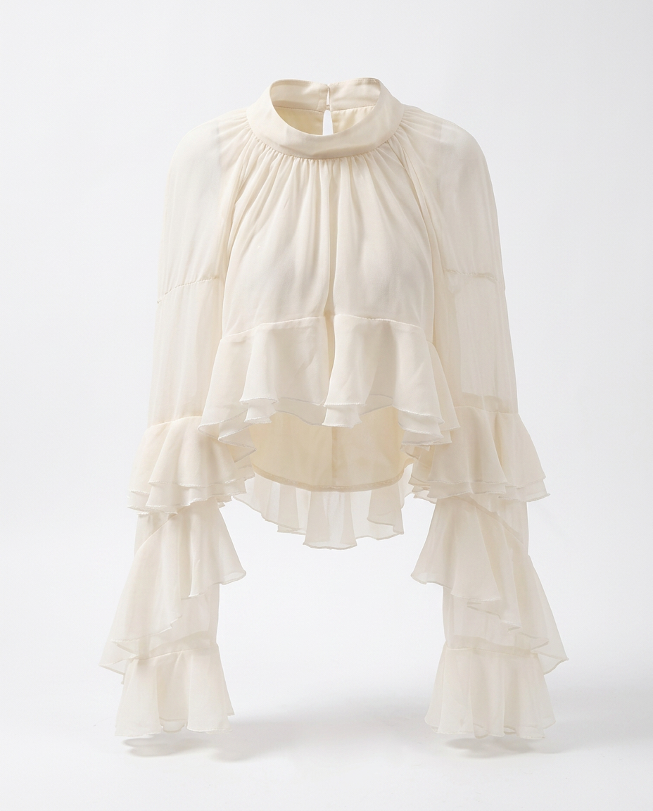 Radiant Mesh Lace Flare Blouse-4