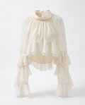 Radiant Mesh Lace Flare Blouse-4