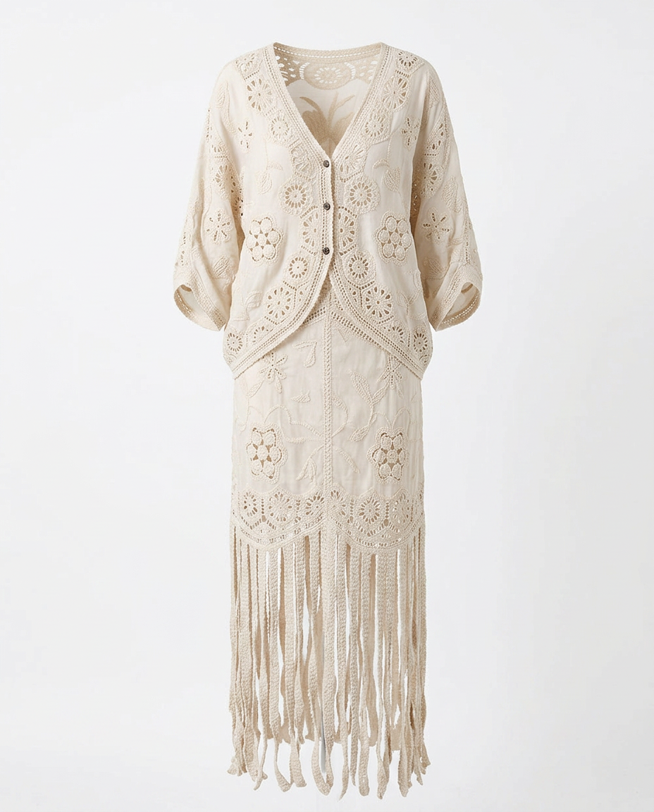 Free Spirit Fringe Crochet Two Piece Set-2
