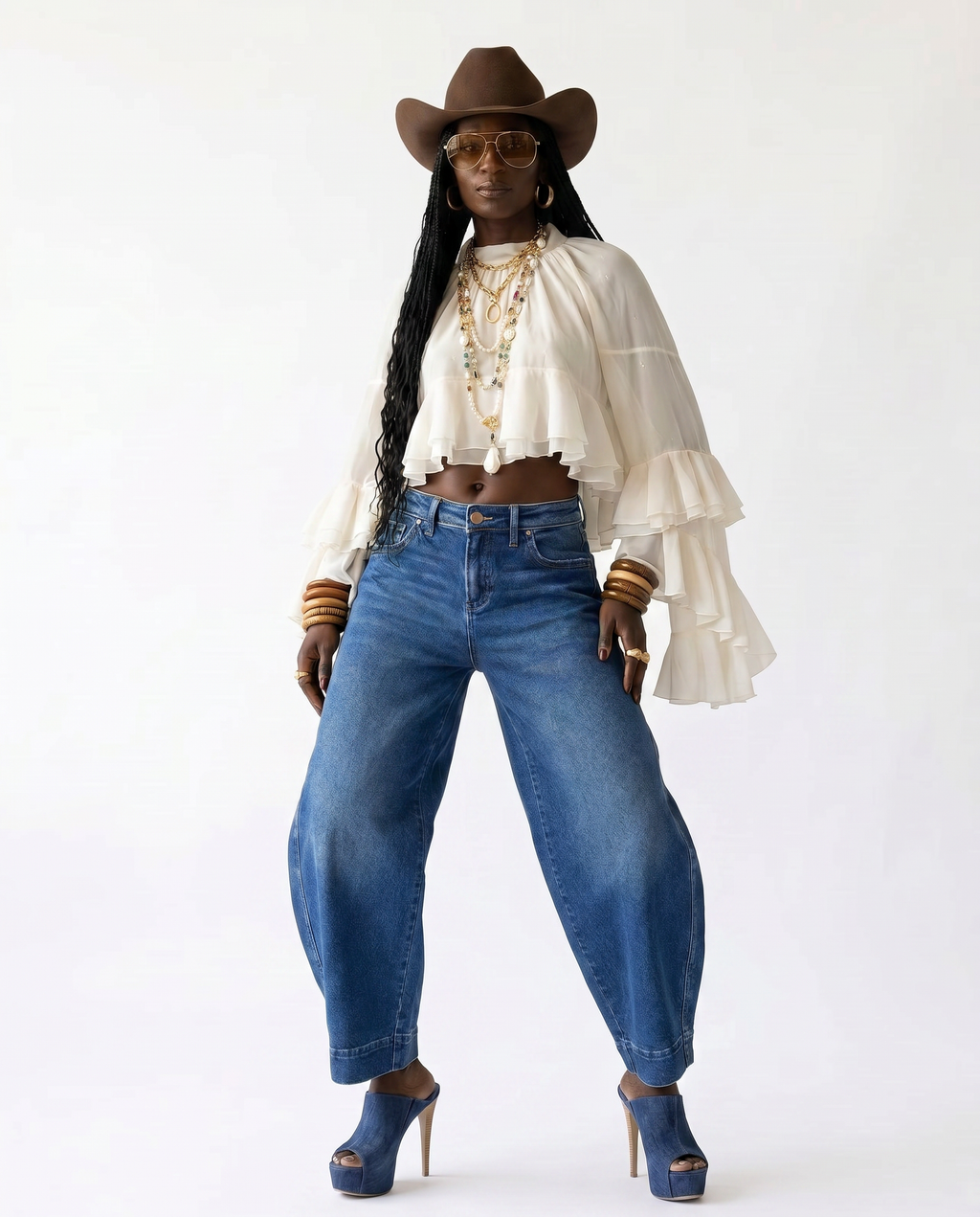 Radiant Mesh Lace Flare Blouse-0