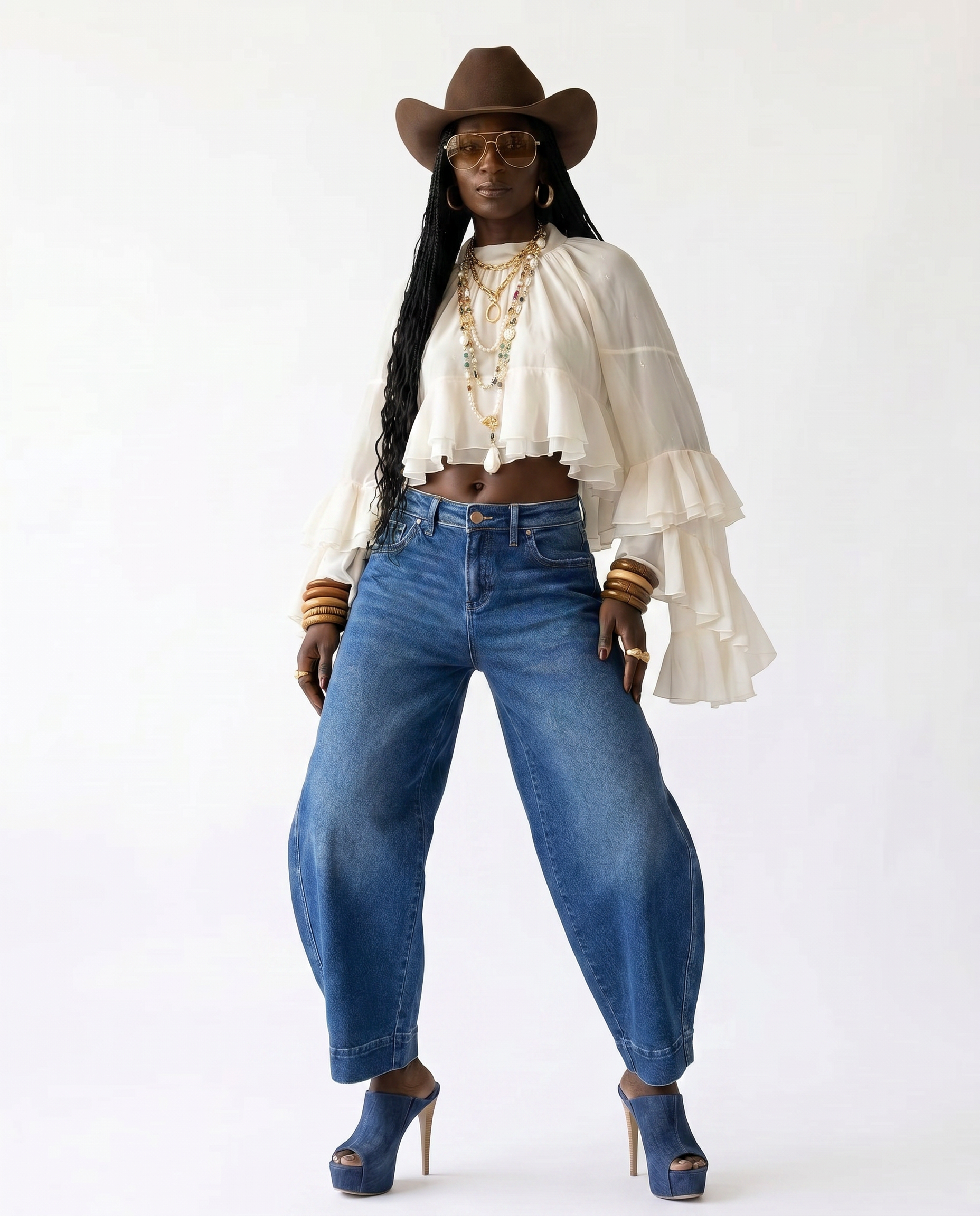 Radiant Mesh Lace Flare Blouse-0