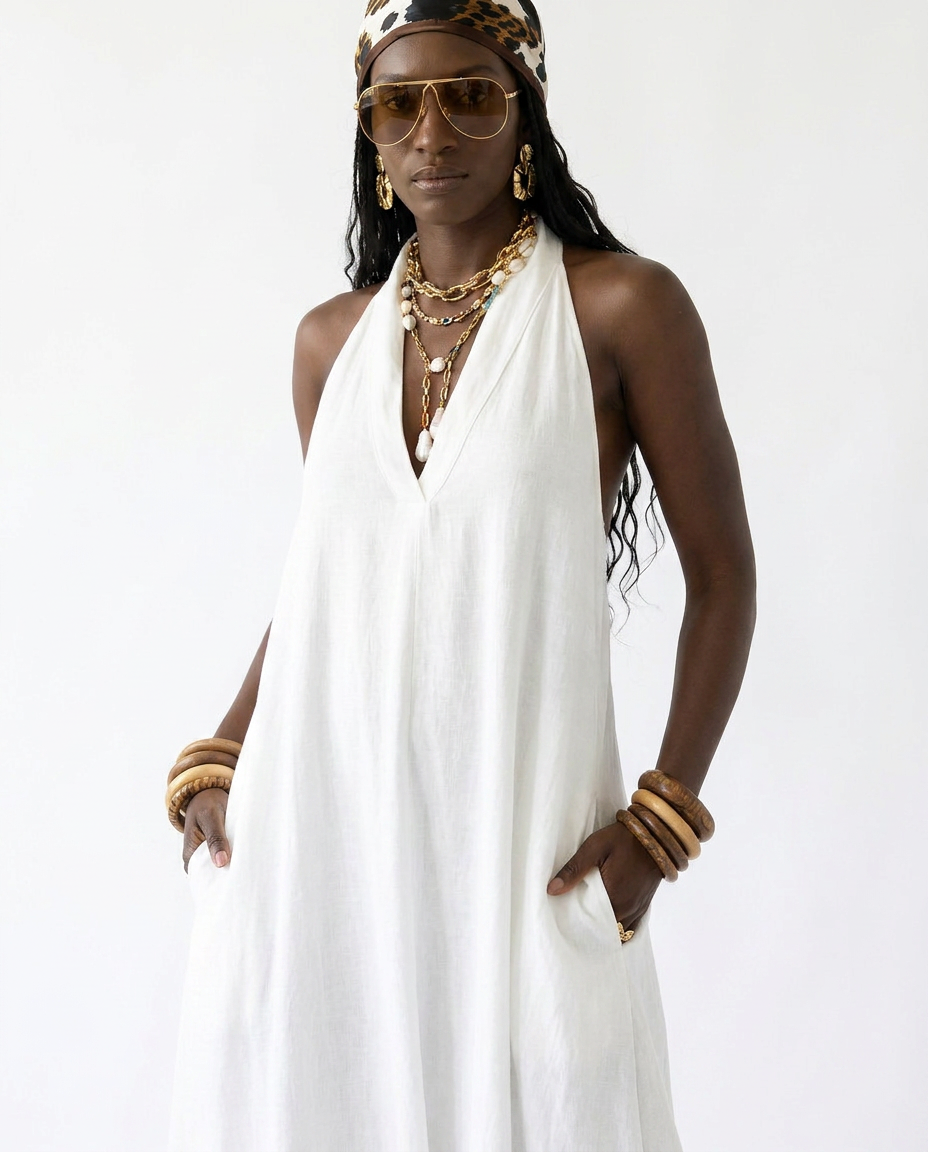 Free Spirit Halter Neck Maxi Dress-1