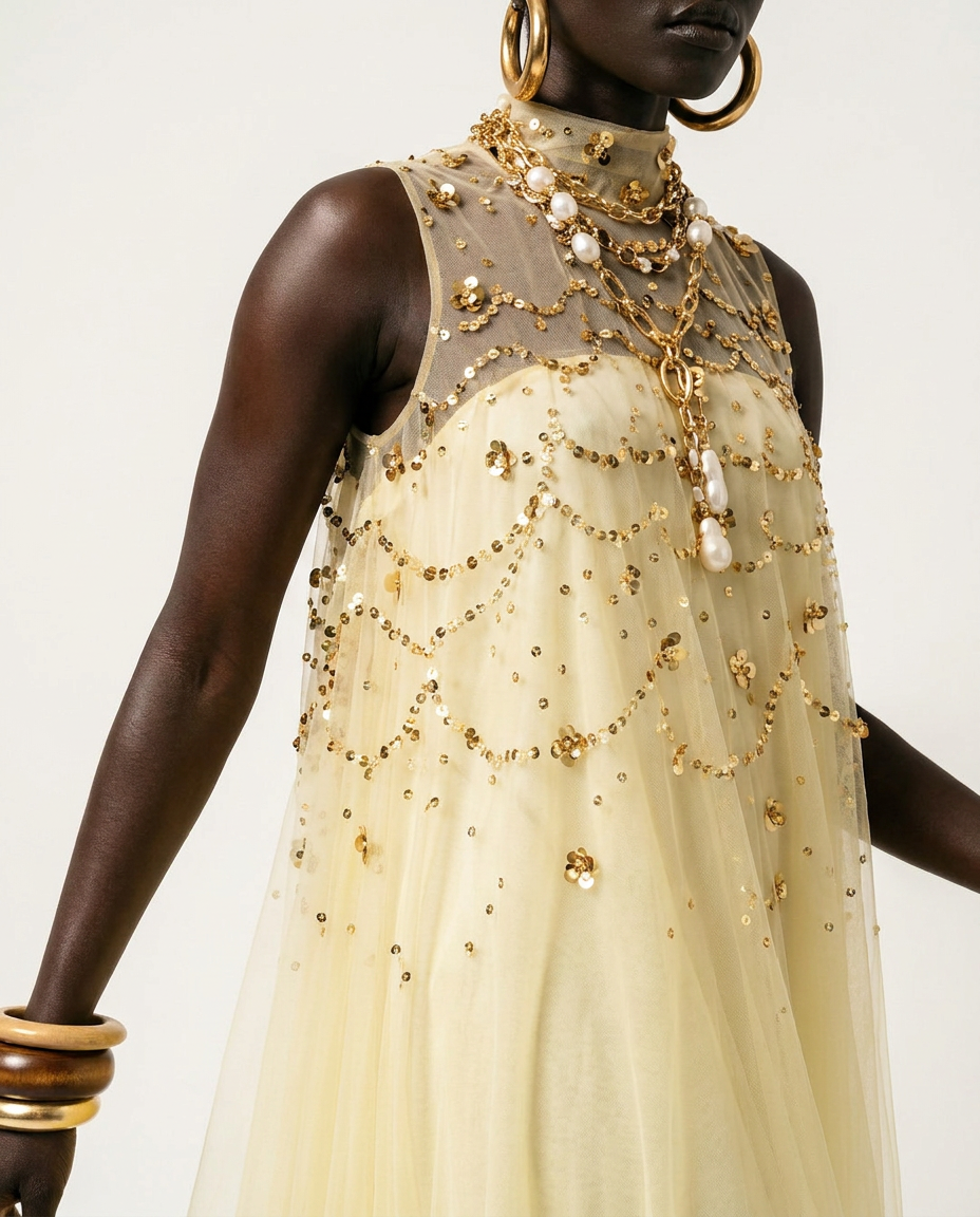 Divine Sequined Mesh A-line Dress-2