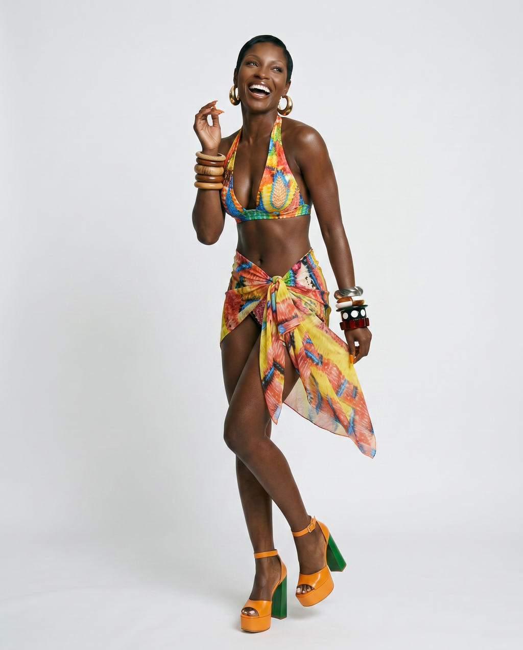 Vibrant Printed Tie-Front Bikini Set-0