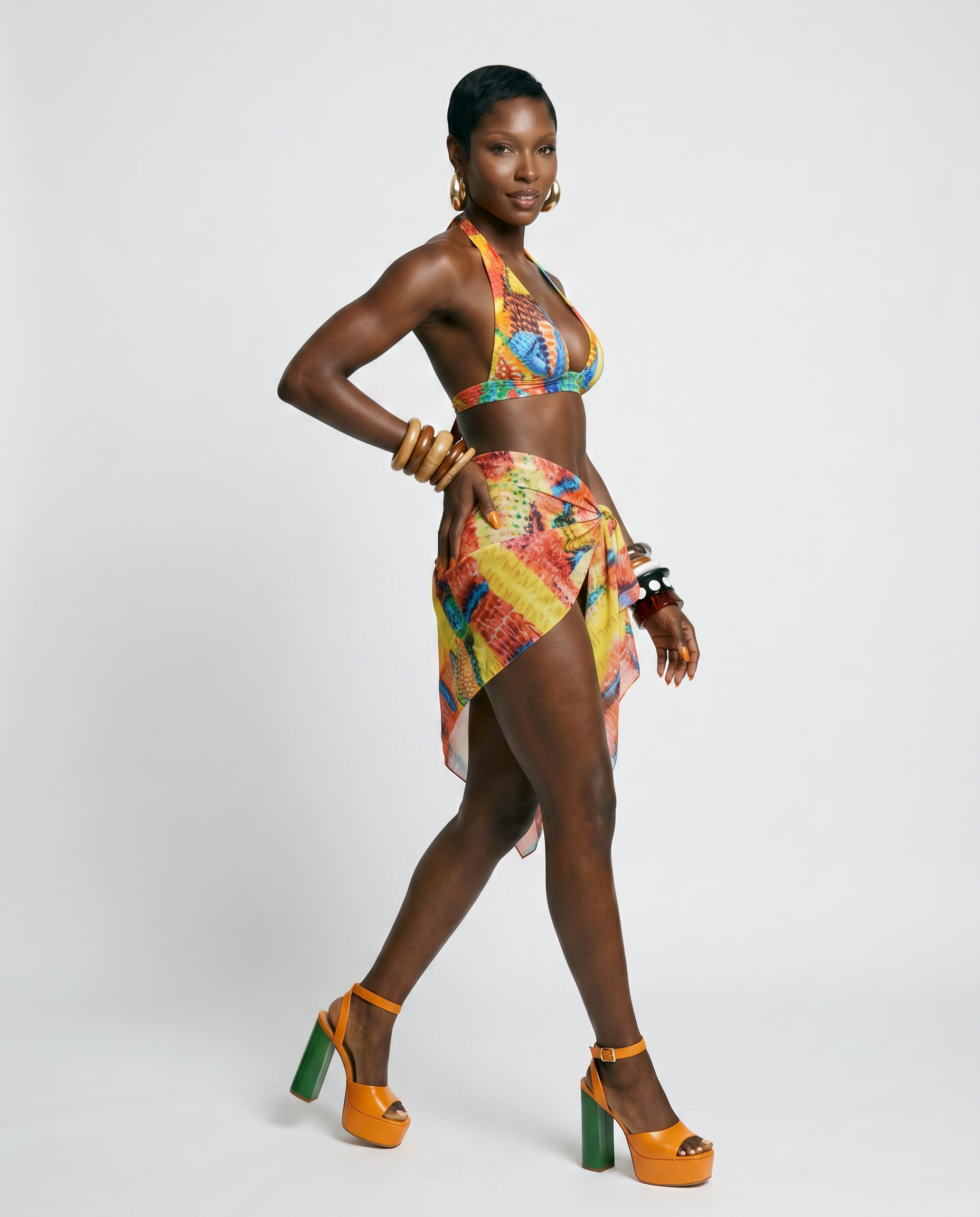 Vibrant Printed Tie-Front Bikini Set-2
