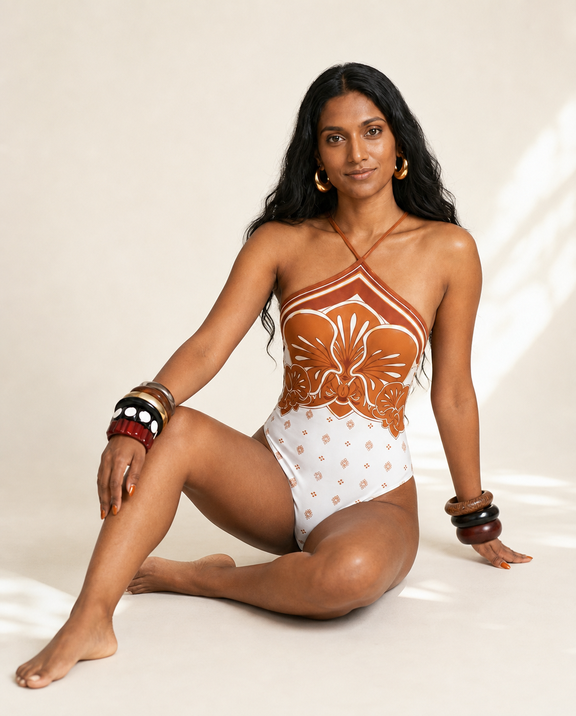 Audacious Floral Halter One-Piece Swimsuit-0