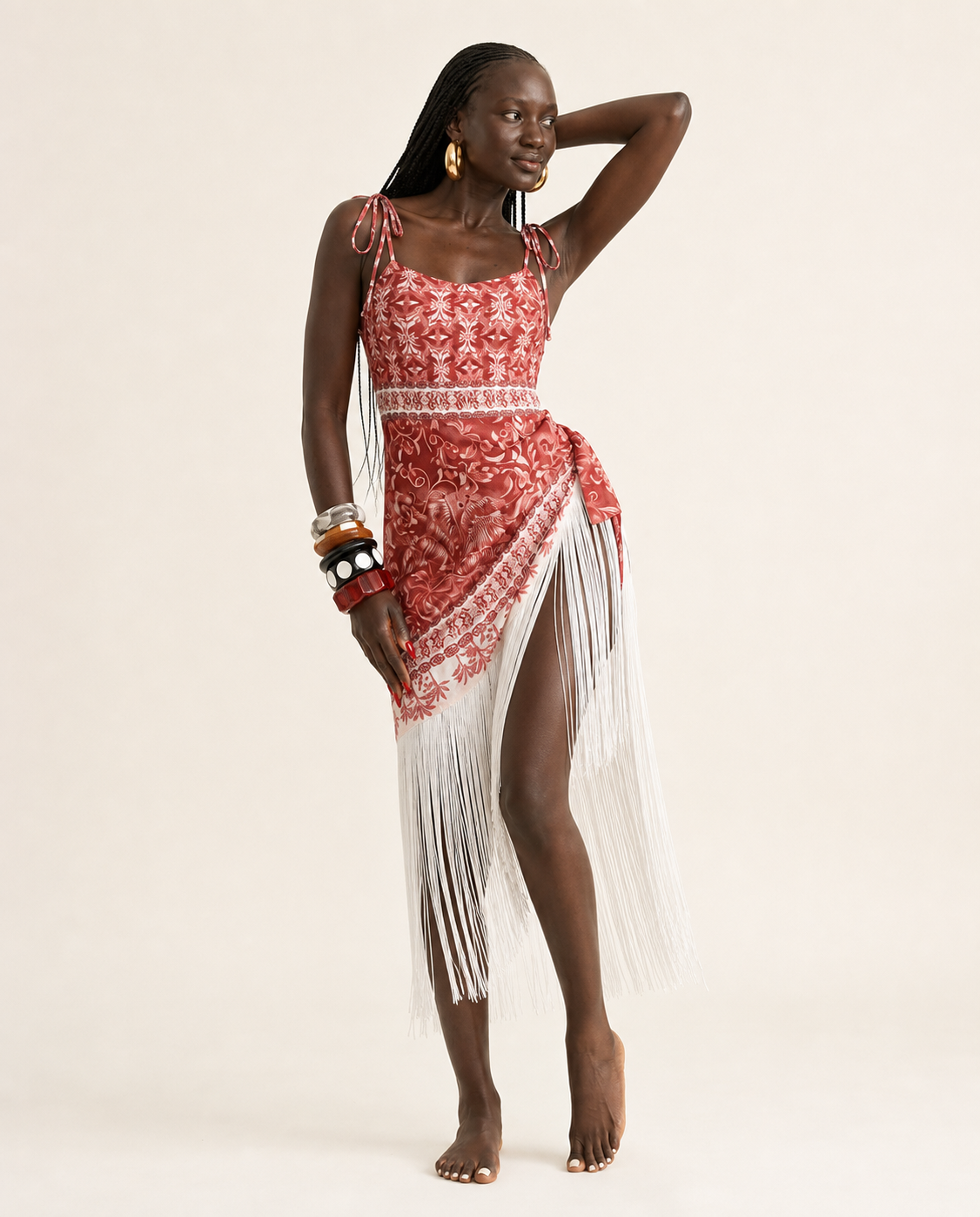 Wanderlust Printed Fringe Bikini Set-3