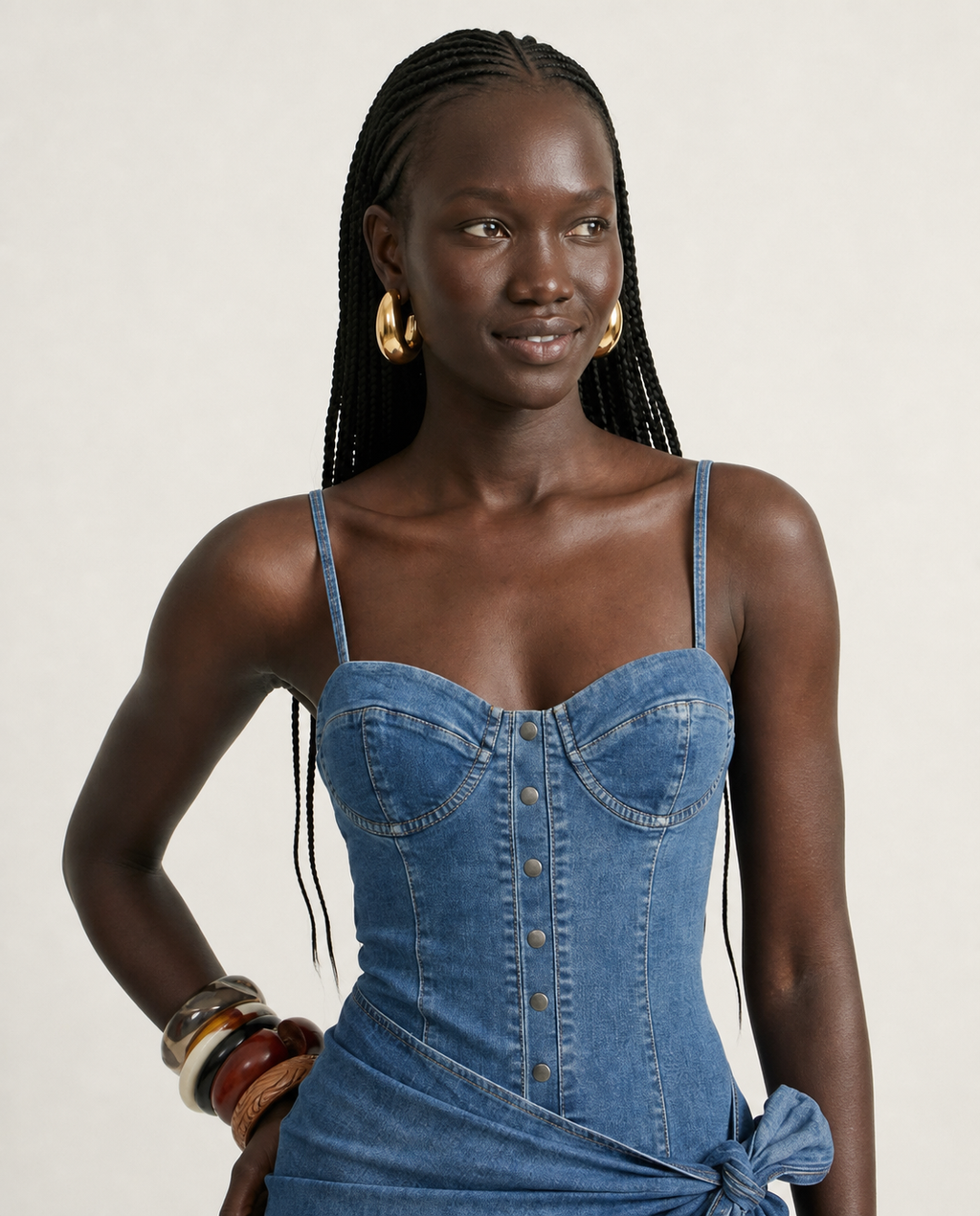 Daring Denim Bandeau Bikini Set-1